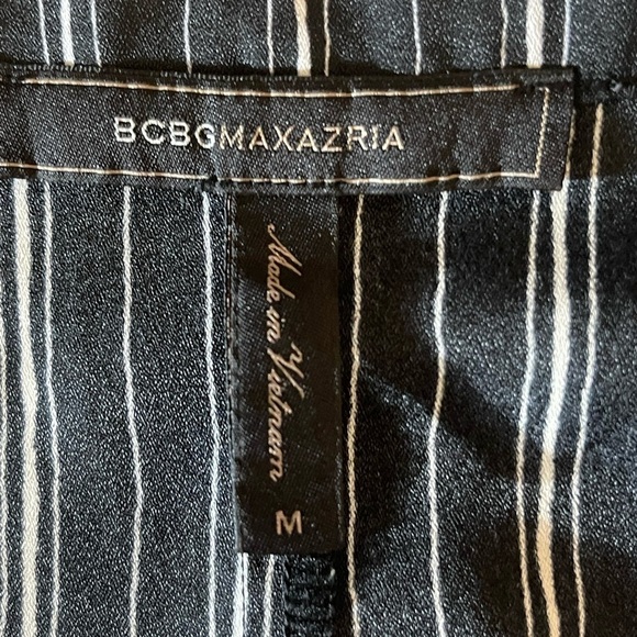 BCBGMAXAZRIA Black White Stripe Half Zip Shift Dress M 34” - Picture 4 of 8